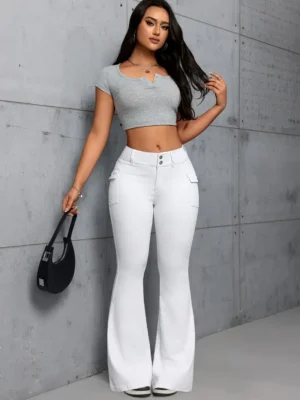 White Bell Bottom Pant For Girls