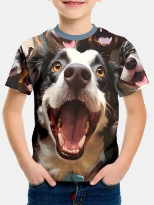 Summer Casual Dog Print T-shirts | Kids Sizes