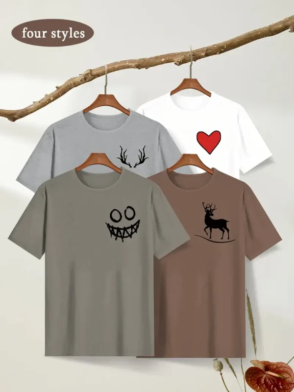 Buy Pack of 4 Pcs Summer T-shirt For Men Online