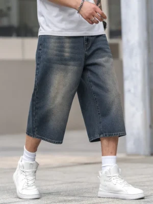 Oversized Denim Cargo Shorts