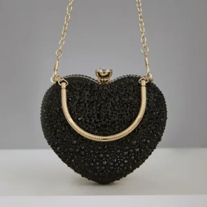 Heart shape crystal clutch for womens