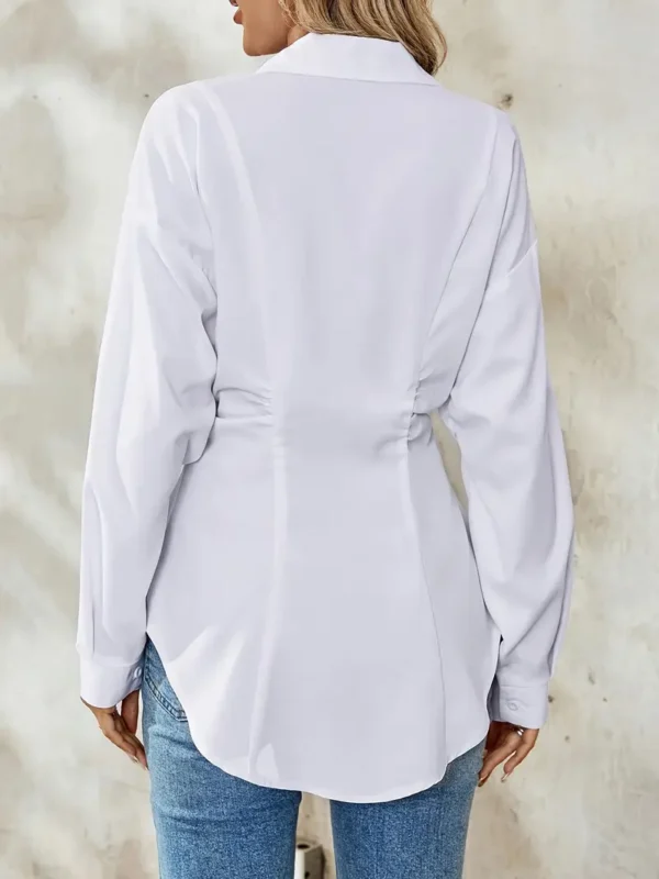 Elegant Long-Sleeve White Shirt For Women - Image 2