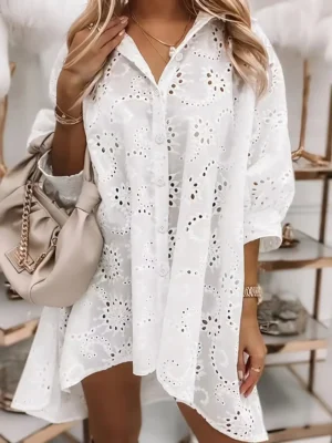 Women'S Embroidered Loose Long Sleeve Blouse