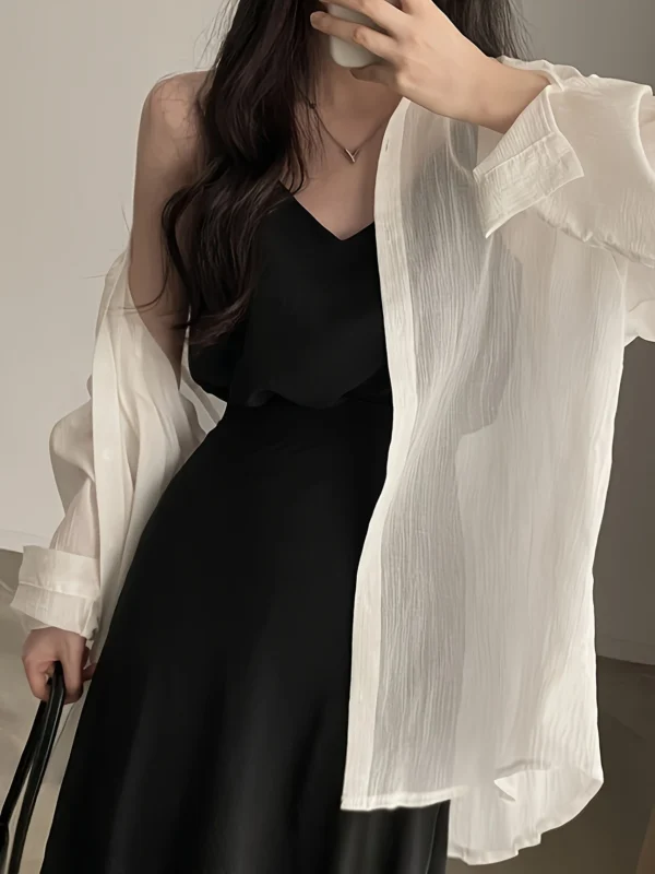 Women'S White Long Sleeve Sun-Protective Shirt
